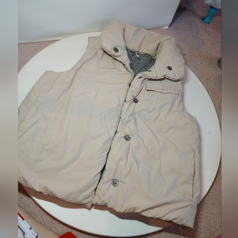 Free People Beige Puffer Vest Size M